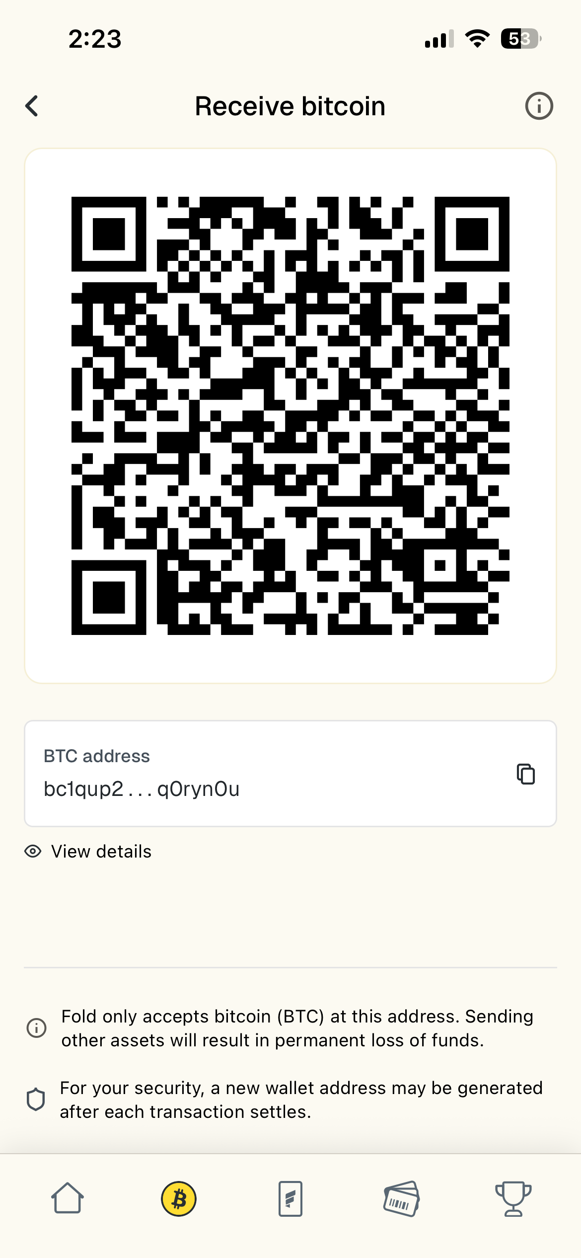 QR code with truncated address and View details
